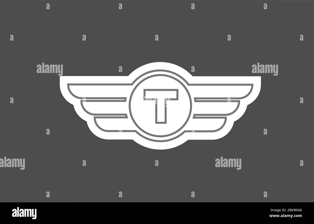 T alphabet letter logo icon for company and business with line wing ...