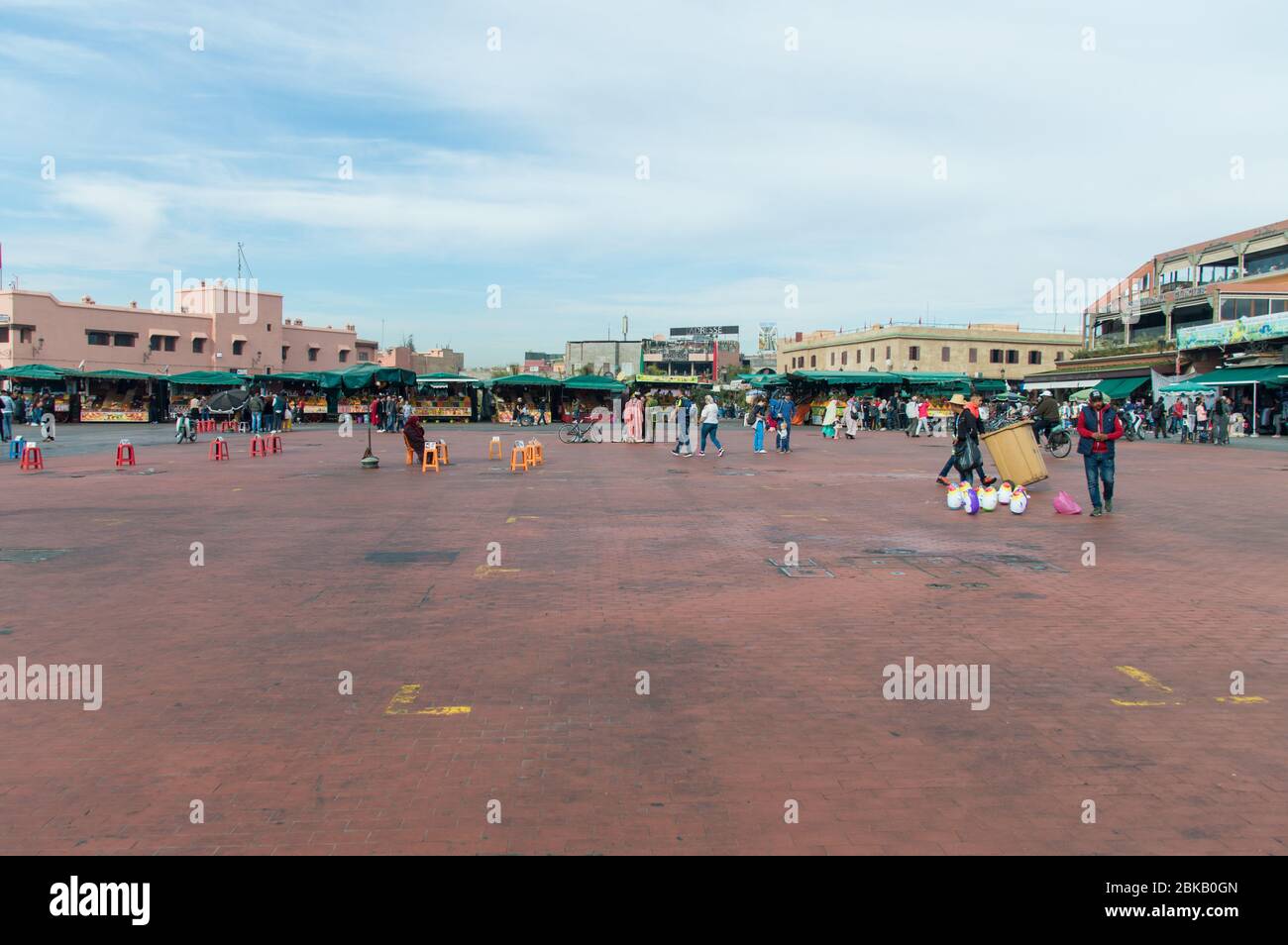 UNESCO site Marrakesh market wide open with no stalls during daytime Stock Photo