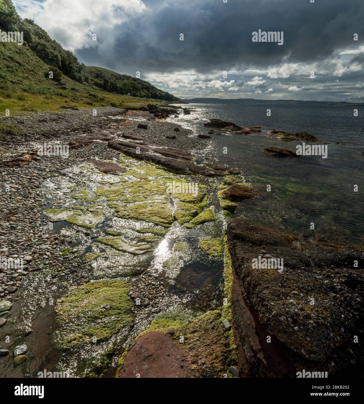fallen rocks, cock of arran, newton point, arran Stock Photo - Alamy