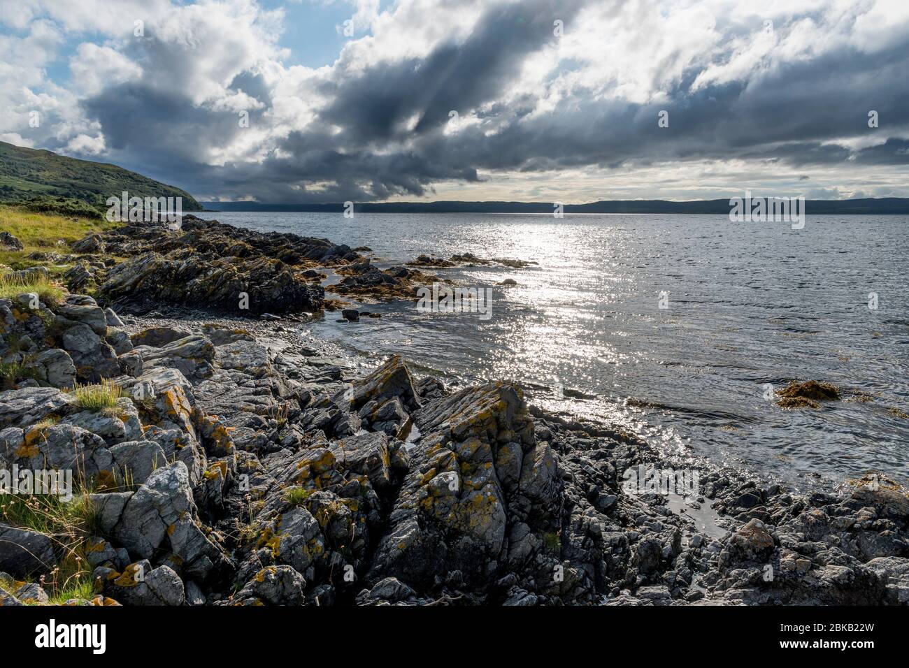 fallen rocks, cock of arran, newton point, arran Stock Photo - Alamy