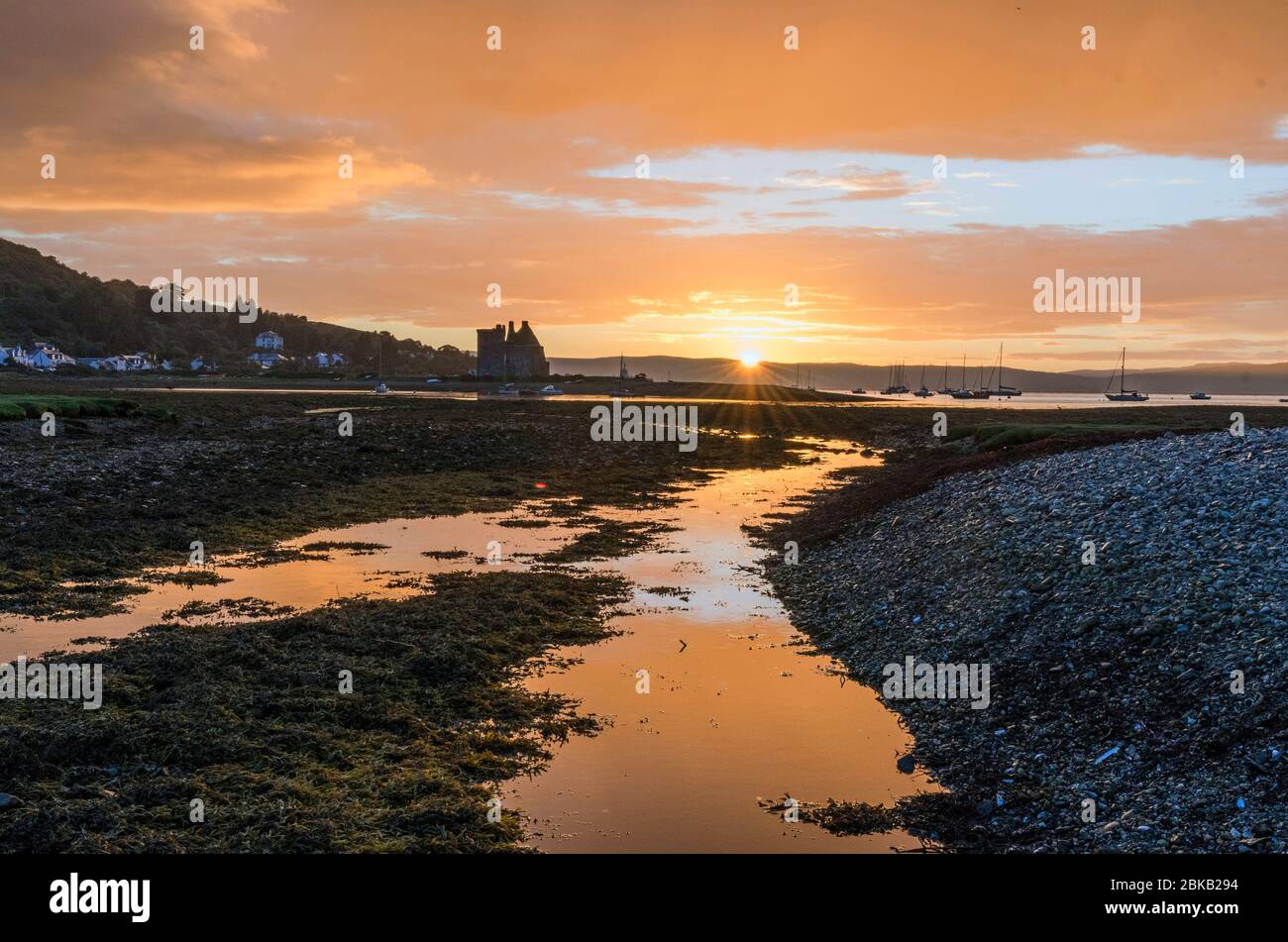 lochranza bay at sunset Stock Photo