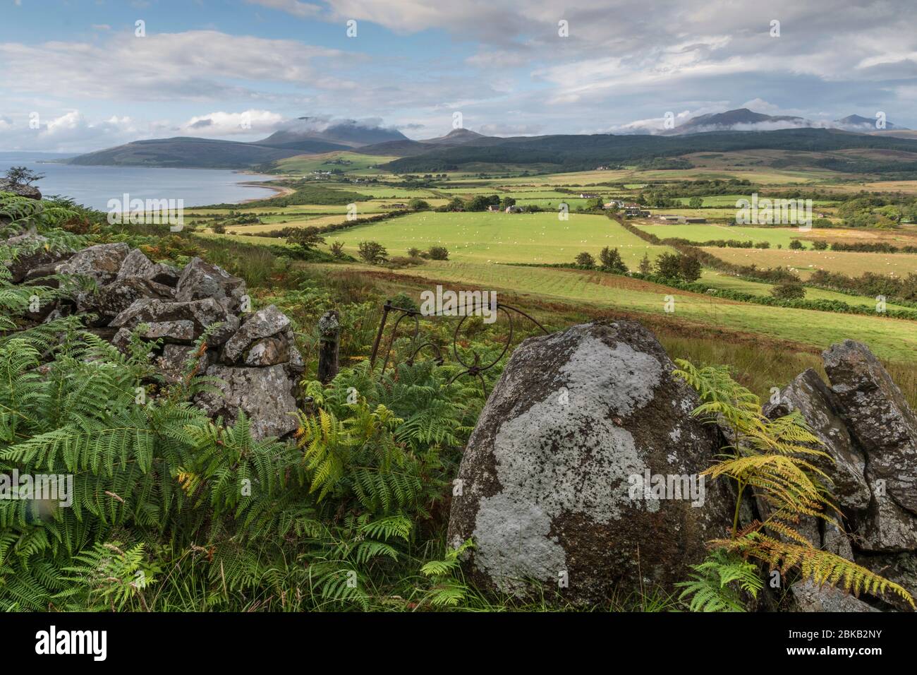 view of machrie bay from kings' cave trail, arran Stock Photo