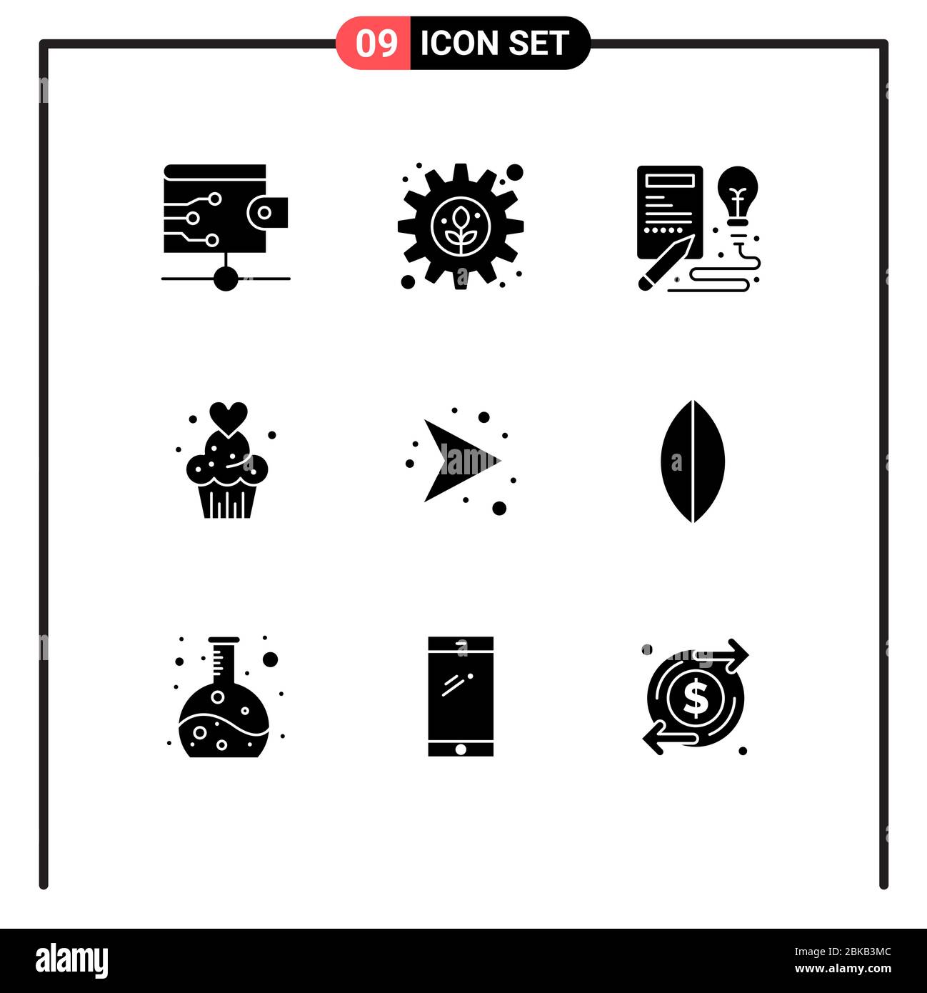 9 Creative Icons Modern Signs and Symbols of direction, sweets, idea, baked, cup cake Editable Vector Design Elements Stock Vector
