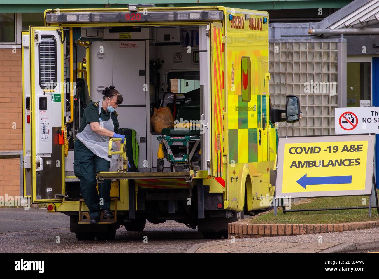 Picture dated April 29th shows ambulance crews cleaning their vehicle