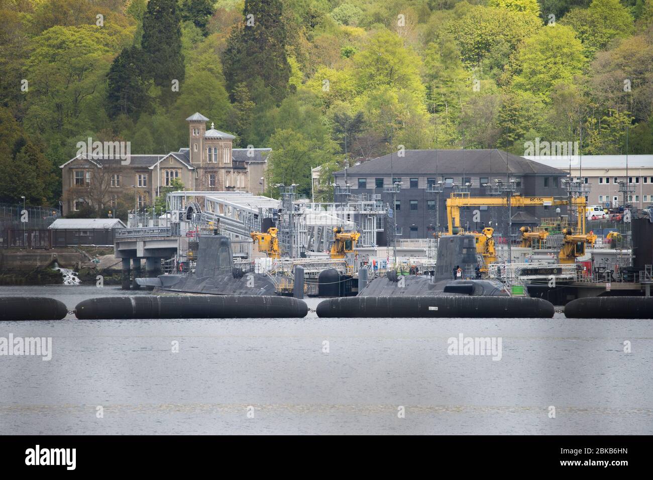 Faslane, Scotland, UK. 3 May 2020. Pictured: The Ministry of Defence (MoD) has banned its military and civilian staff from speaking publicly about Trident nuclear weapons in Scotland. Armed forces and MoD civil servants have been instructed not make any public comment, or have any contact with the media, on “contentious topics” such as “Trident/Successor” and “Scotland and Defence”. The instructions have been condemned as a “gagging order worthy of a dictatorship” by campaigners.  Credit: Colin Fisher/Alamy Live News Stock Photo