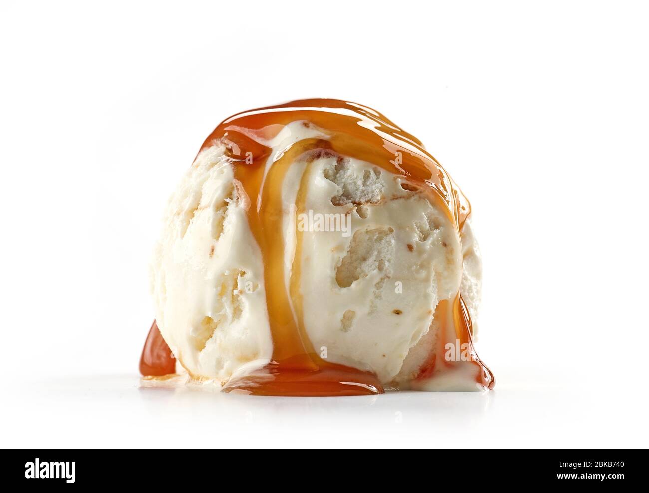 ice cream with caramel sauce isolated on white background Stock Photo ...