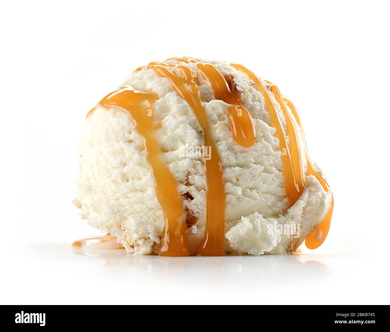 ice cream with caramel sauce isolated on white background Stock Photo ...