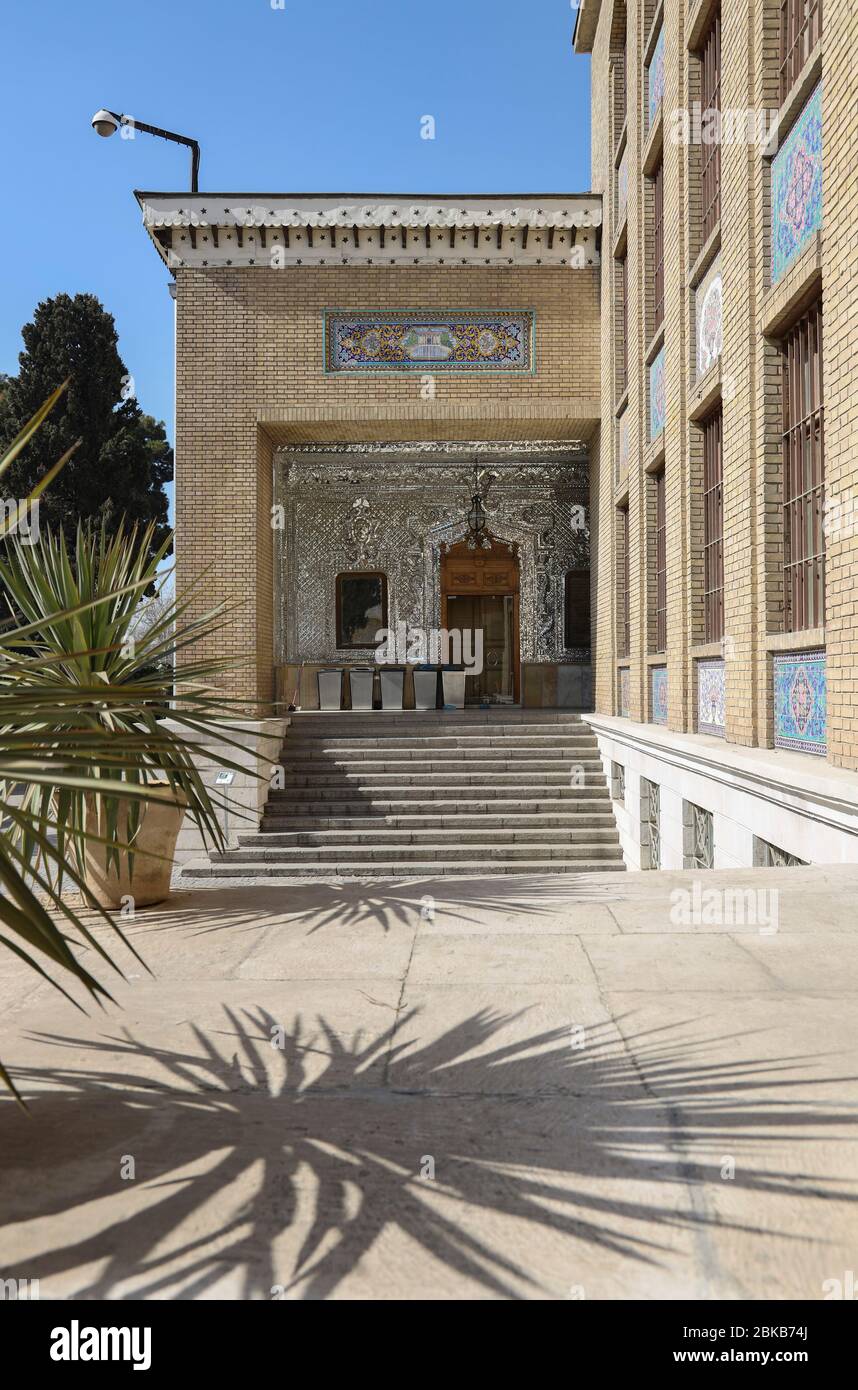 The side portico of Talar-e Berelian (Hall of Brilliance) of Golestan Palace,Tehran, Iran, Persia, Middle East. Stock Photo