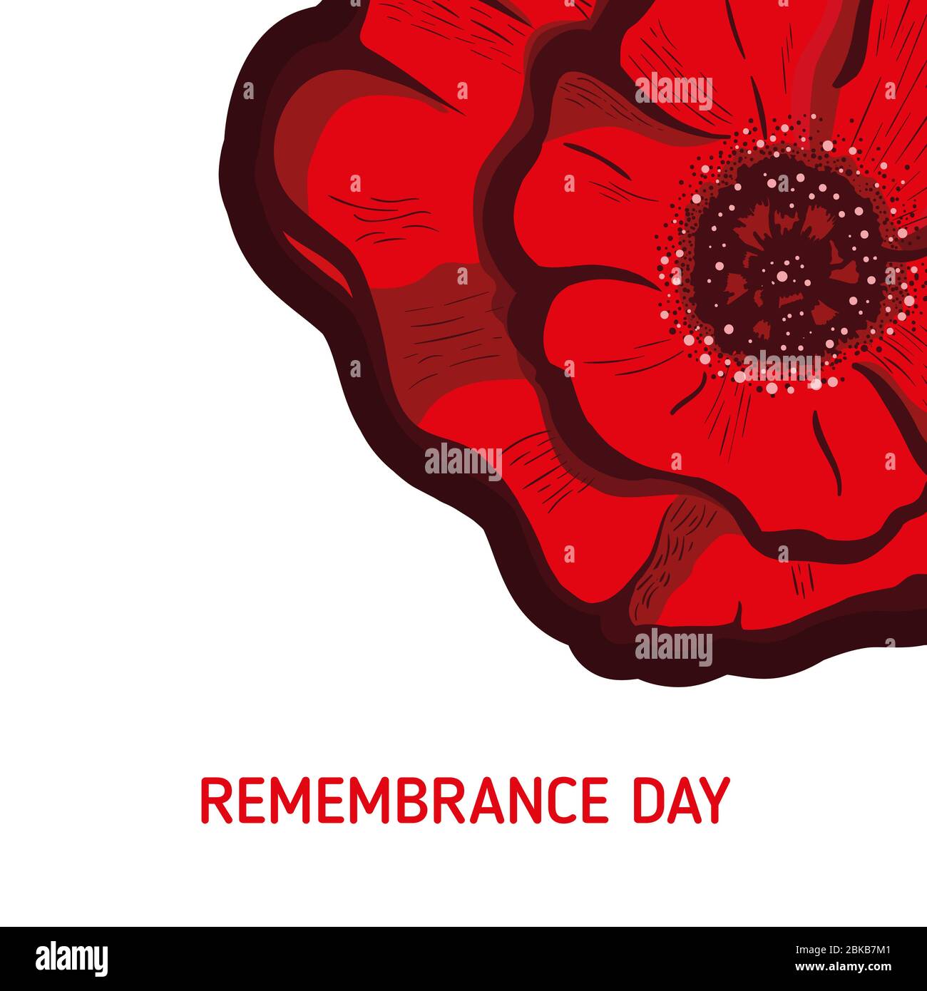 Remembrance poppy and lest we forget the concept banner. Vector illustration with hand-drawn red poppy to Anzac day and May 8th also known as Armistic Stock Vector