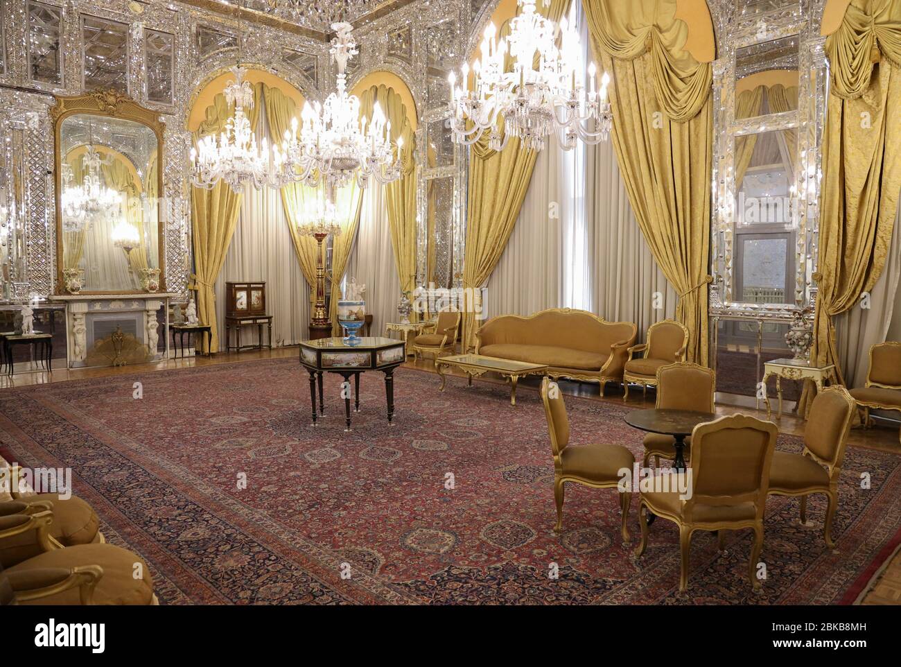 Golestan Palace,Talare Aineh, (Hall of Mirrors) with Mirrors and Chandeliers, Tehran, Iran