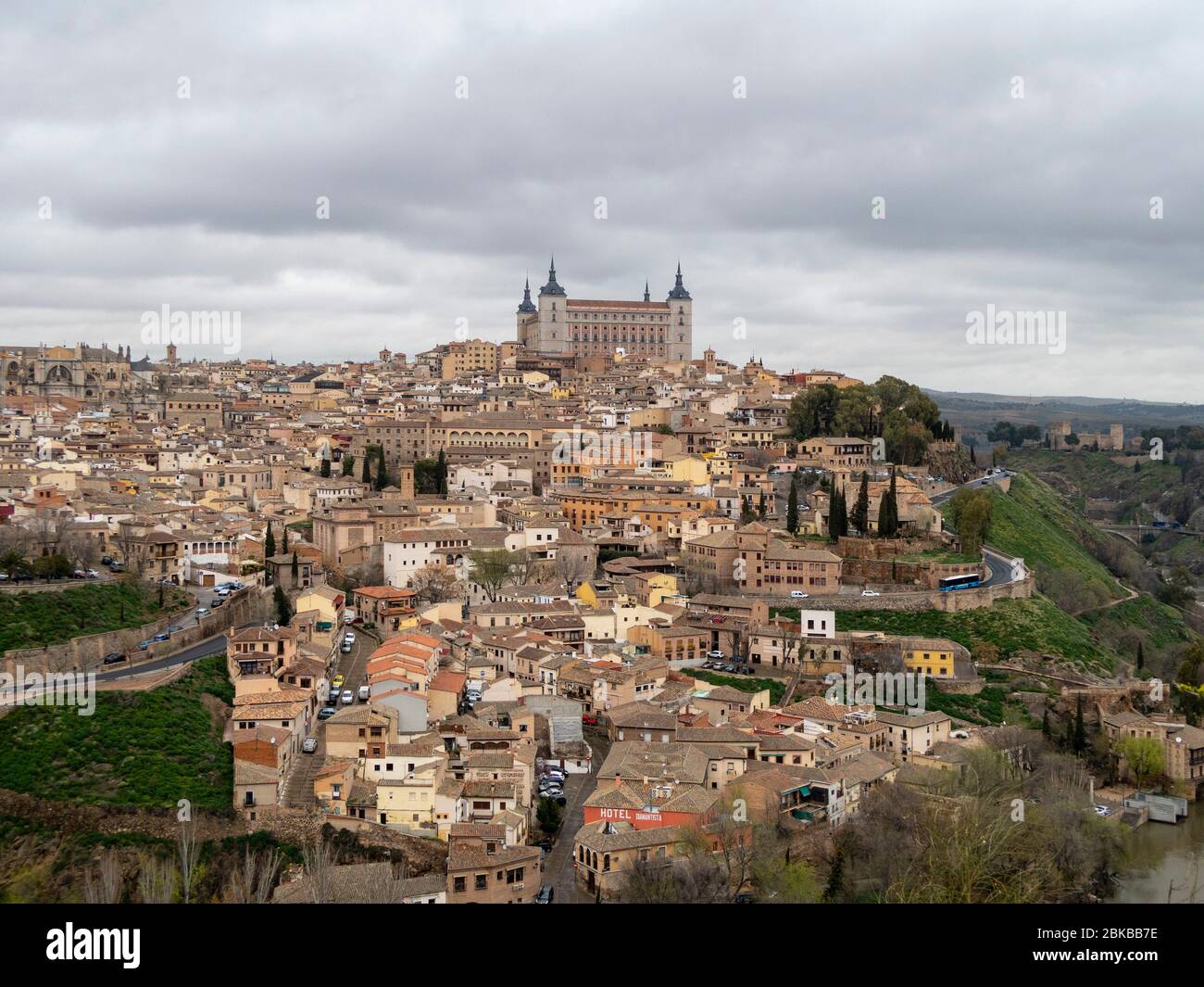 Alcázar of Toledo on top of the skyline of Toledo, Spain, Europe Stock Photo