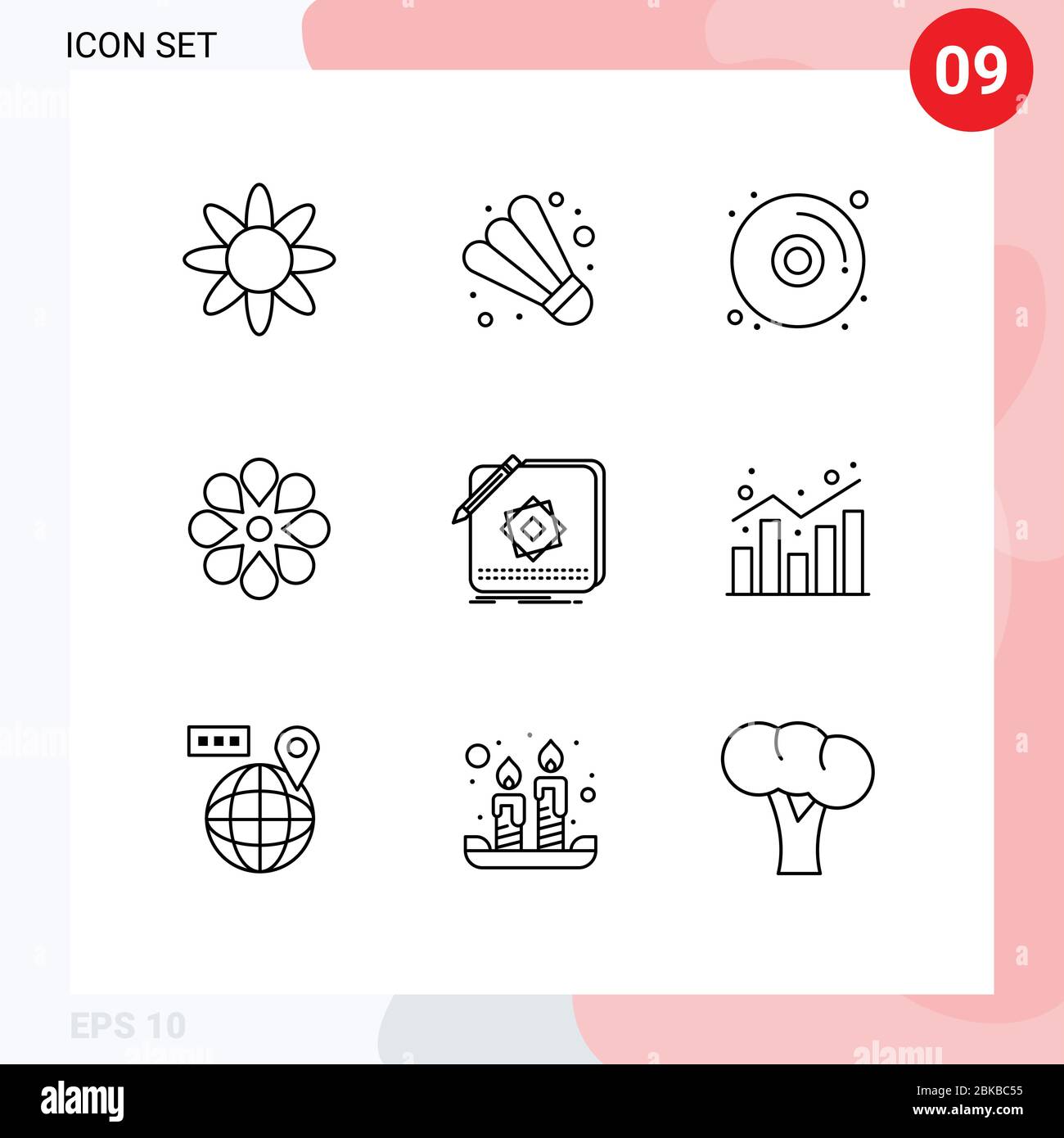 Stock Vector Icon Pack Of 9 Line Signs And Symbols For Design Logo Dvd App Ramadan Editable Vector Design Elements Stock Vector Image Art Alamy