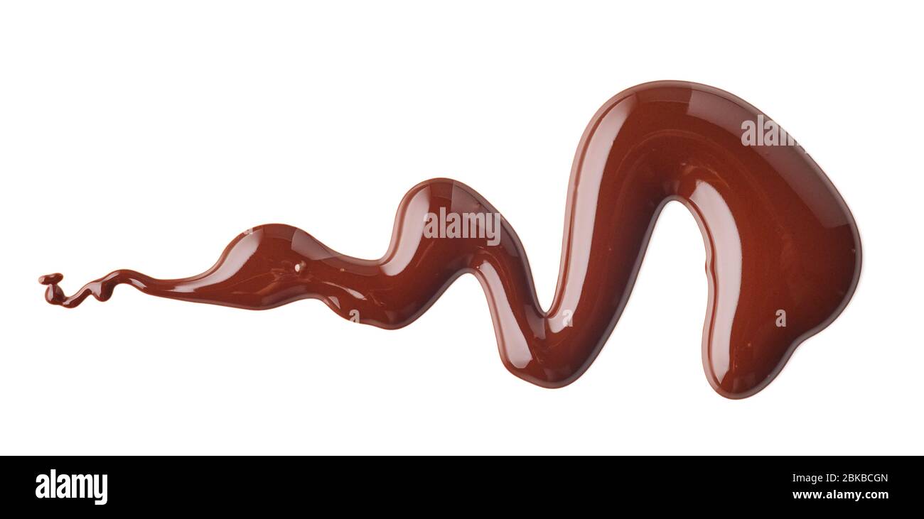 melted chocolate isolated on white background, top view Stock Photo