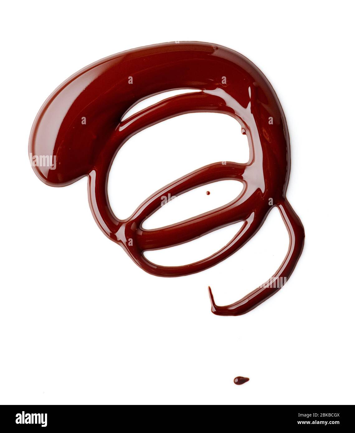 melted chocolate isolated on white background, top view Stock Photo