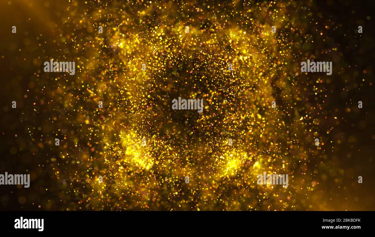 Explosion of golden particles. Computer graphics Stock Photo - Alamy