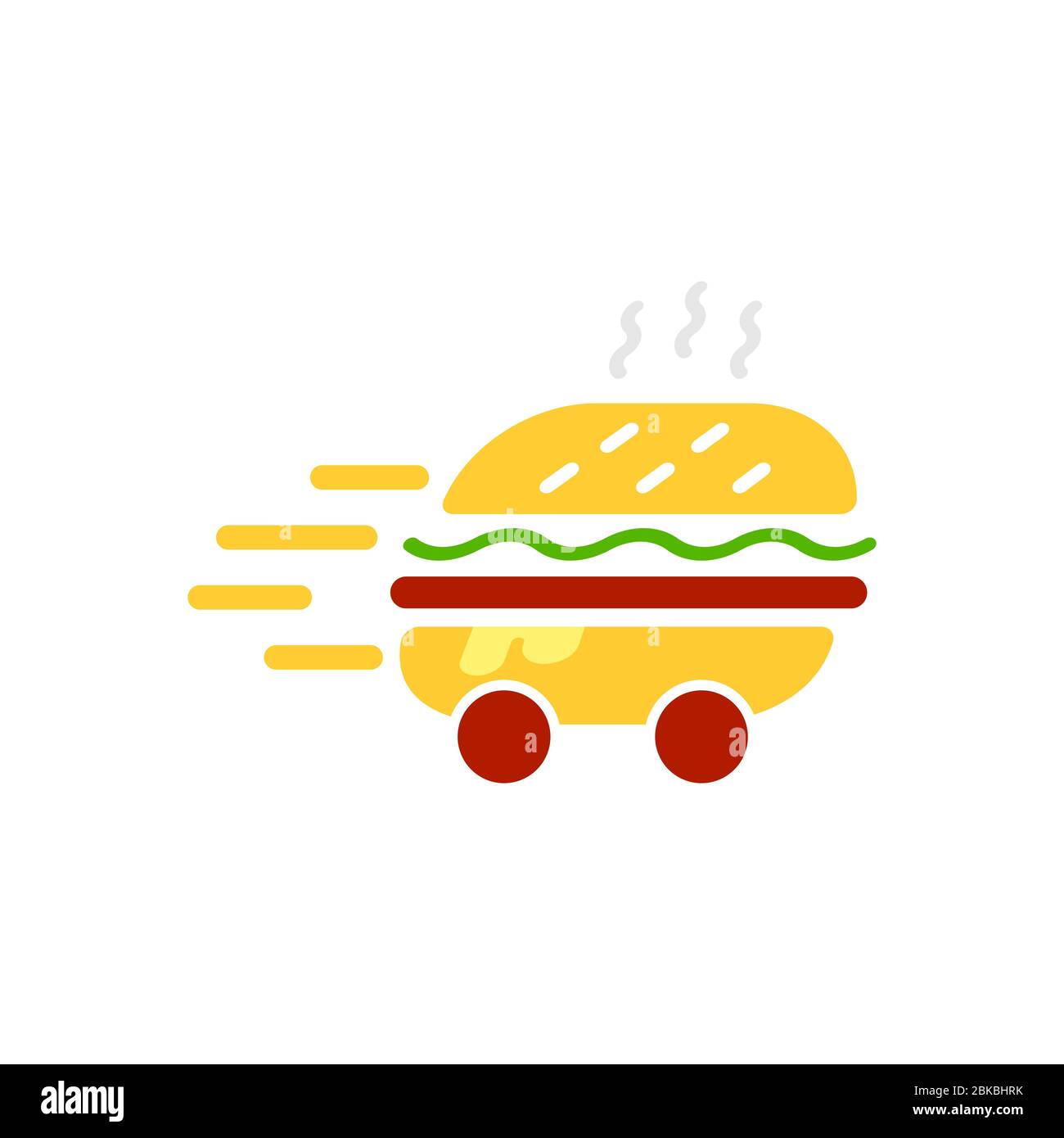 Burger delivery service logo vector template illustration. Express delivery concept. Hamburger delivery icon. EPS 10 Stock Vector