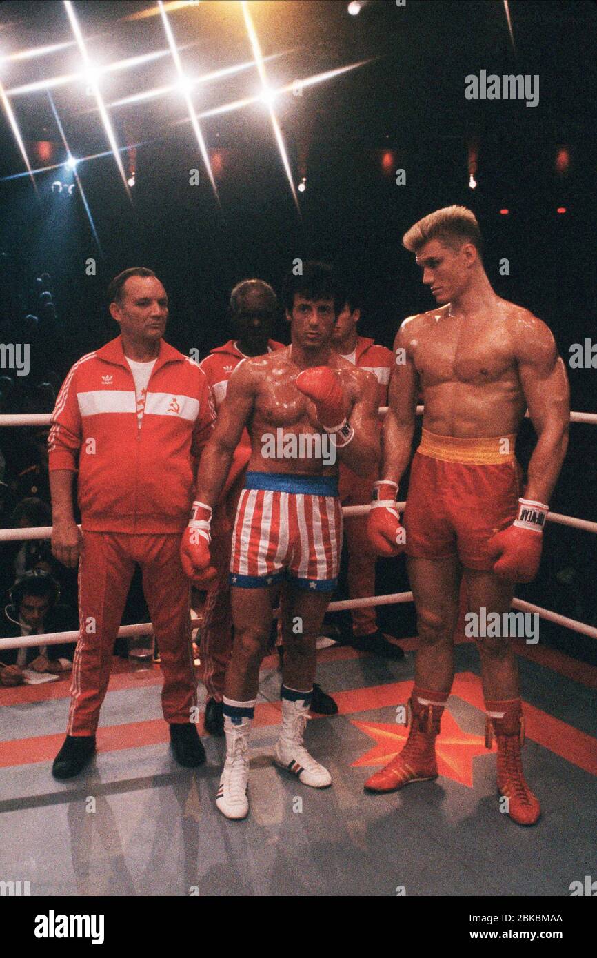 Michael Pataki, Tony Burton, Sylvester Stallone & Dolph Lundgren Film: Rocky  Iv (USA 1985) Director: Sylvester Stallone 21 November 1985 SAH29701  Allstar Picture Library Limited/United Artists **Warning** This Photograph  is for editorial