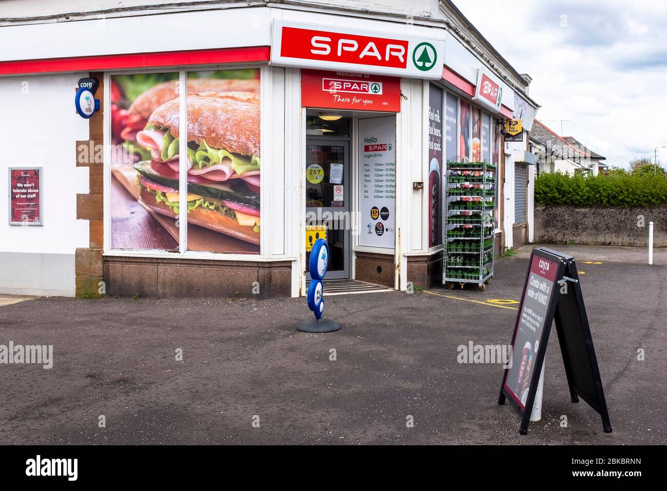 Spar branded corner grocery store, Troon, Scotland Stock Photo