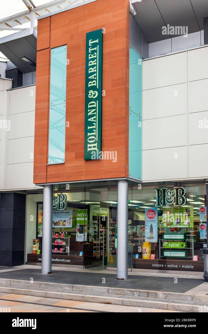 Exterior of Holland and Barrett health food shop, Ayr Central Shopping Centre, Ayr, Scotland, UK Stock Photo