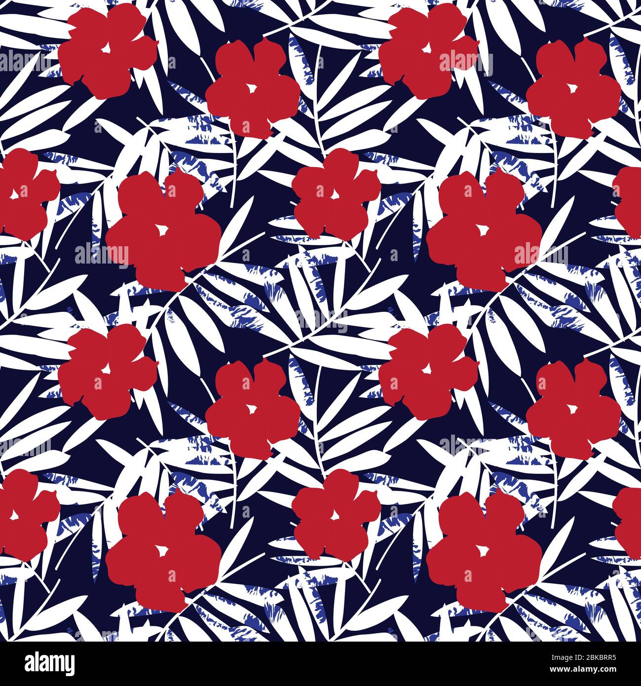 Red and blue Floral botanical seamless pattern background suitable for ...
