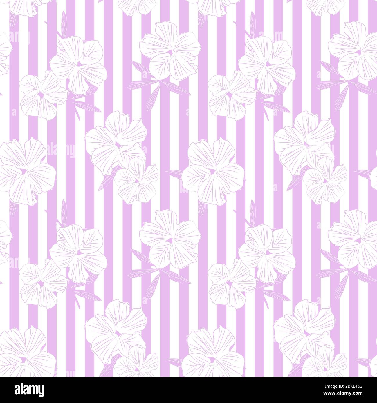 Purple Floral botanical seamless pattern with striped background for ...