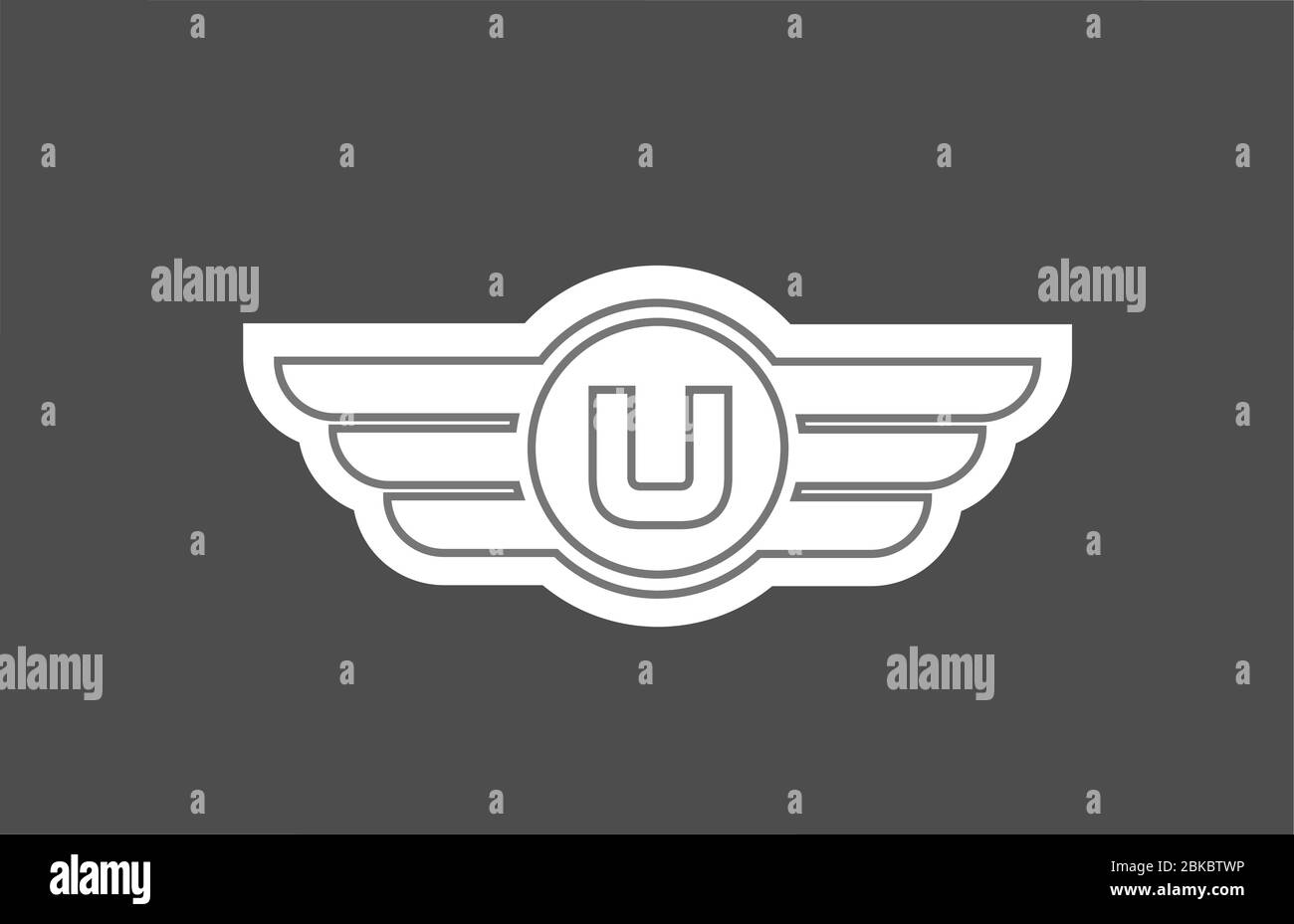 U alphabet letter logo icon for company and business with line wing ...