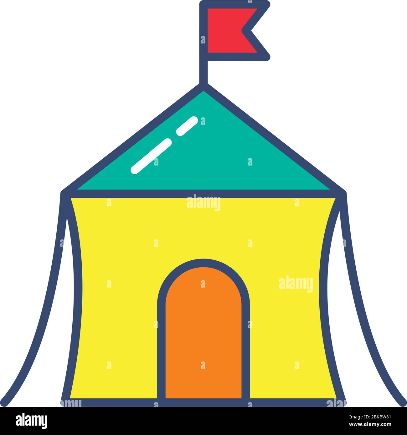 circus tent icon over white background, line and fill style, vector ...
