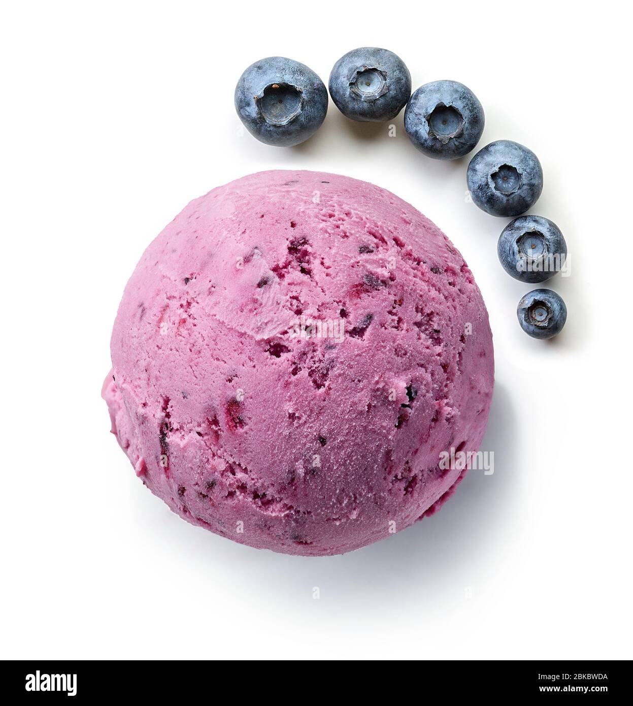 pink ice cream scoop isolated on white background, top view Stock Photo