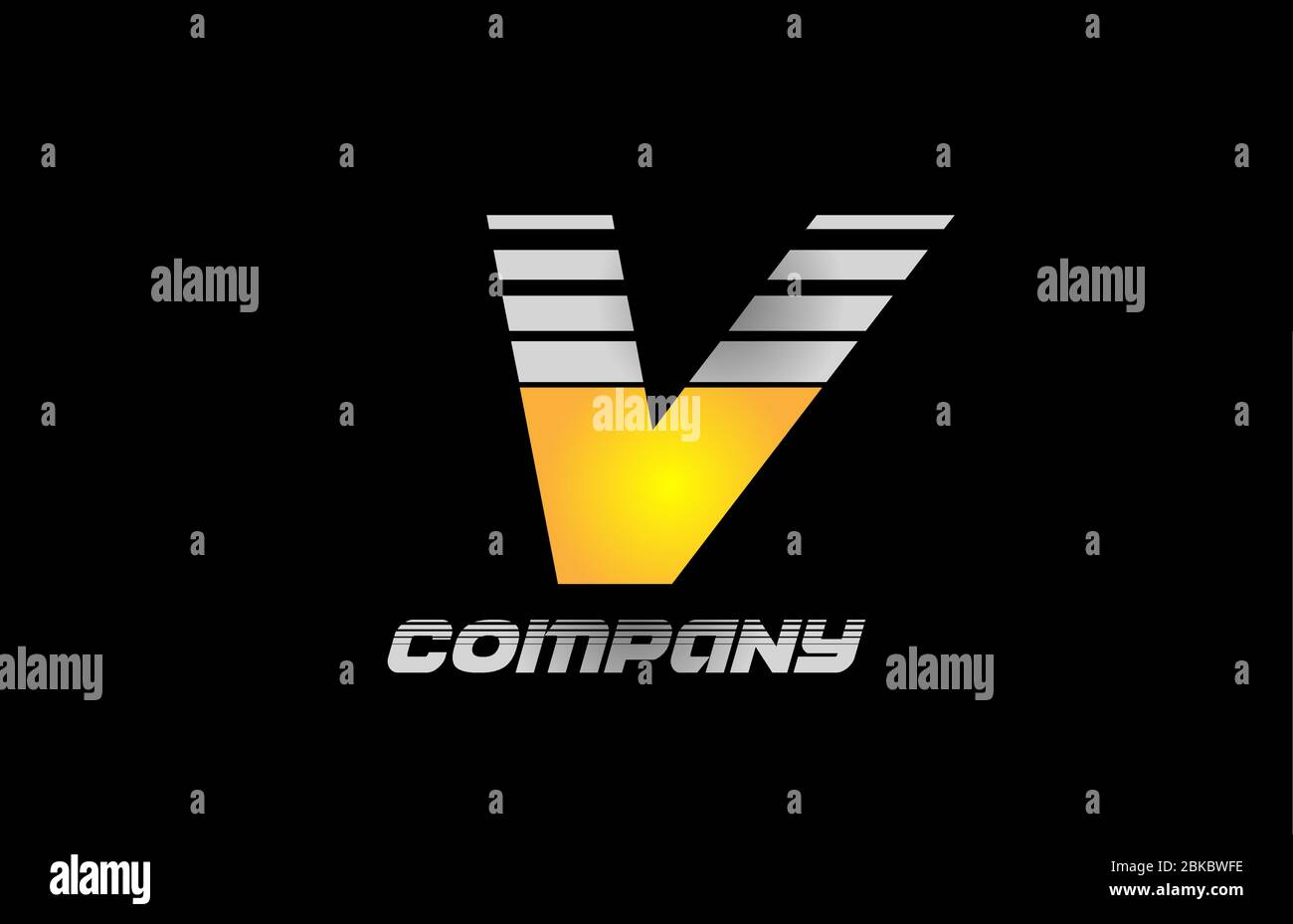 V alphabet letter logo icon for company and business with yellow ...