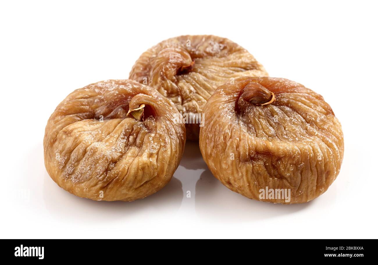 dried figs macro isolated on white background Stock Photo