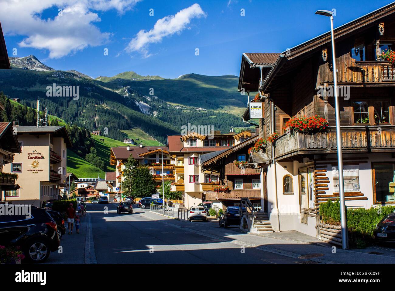 Lanersbach, Austria - August 9, 2019: View of Lanersbach Village in Tux Valley, Tyrol, Austria Stock Photo