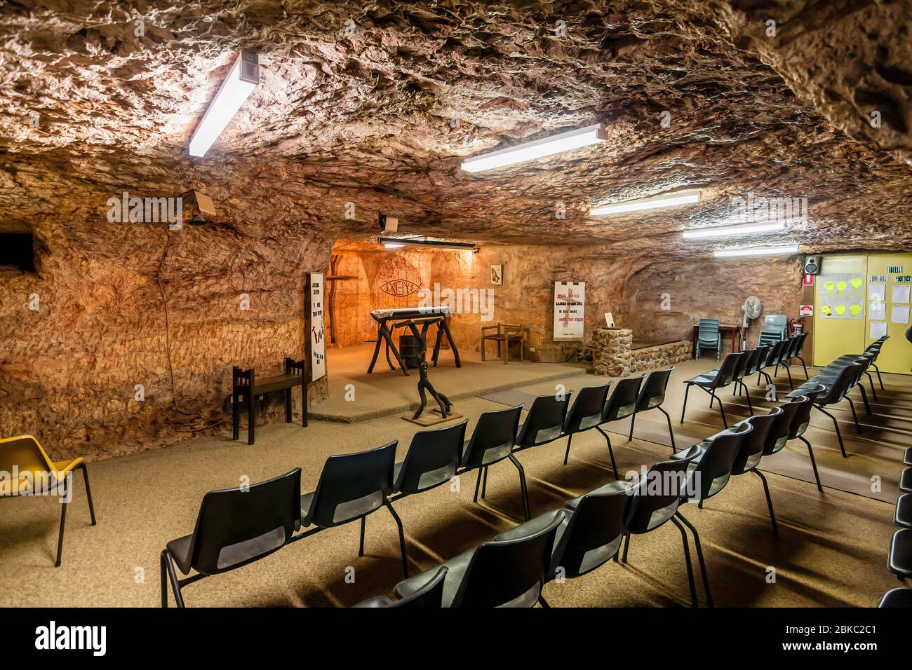 The interior of the Catacomb Church, Coober Pedy, Australia Stock Photo