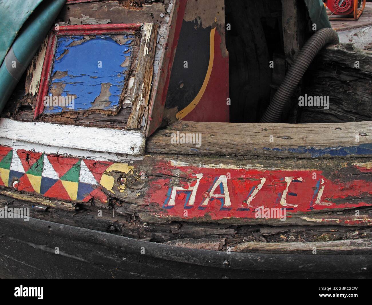 Hazel,rotting waterways barge,Bridgewater Canal,Cheshire,England,UK Stock Photo