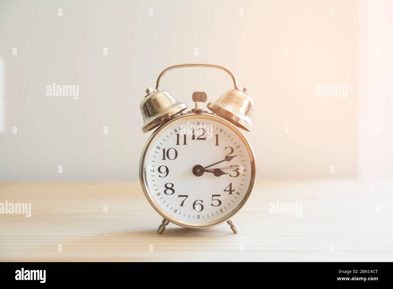 Retro alarm clock with white background Stock Photo