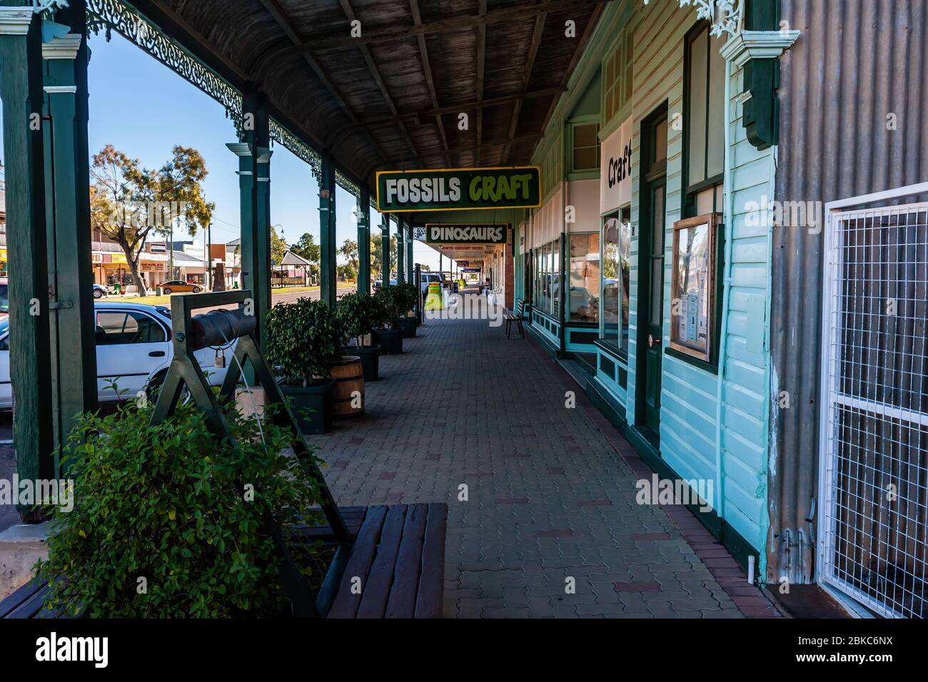 Winton, Australia July 23, 2011 A covered sidewalk on Elderslie