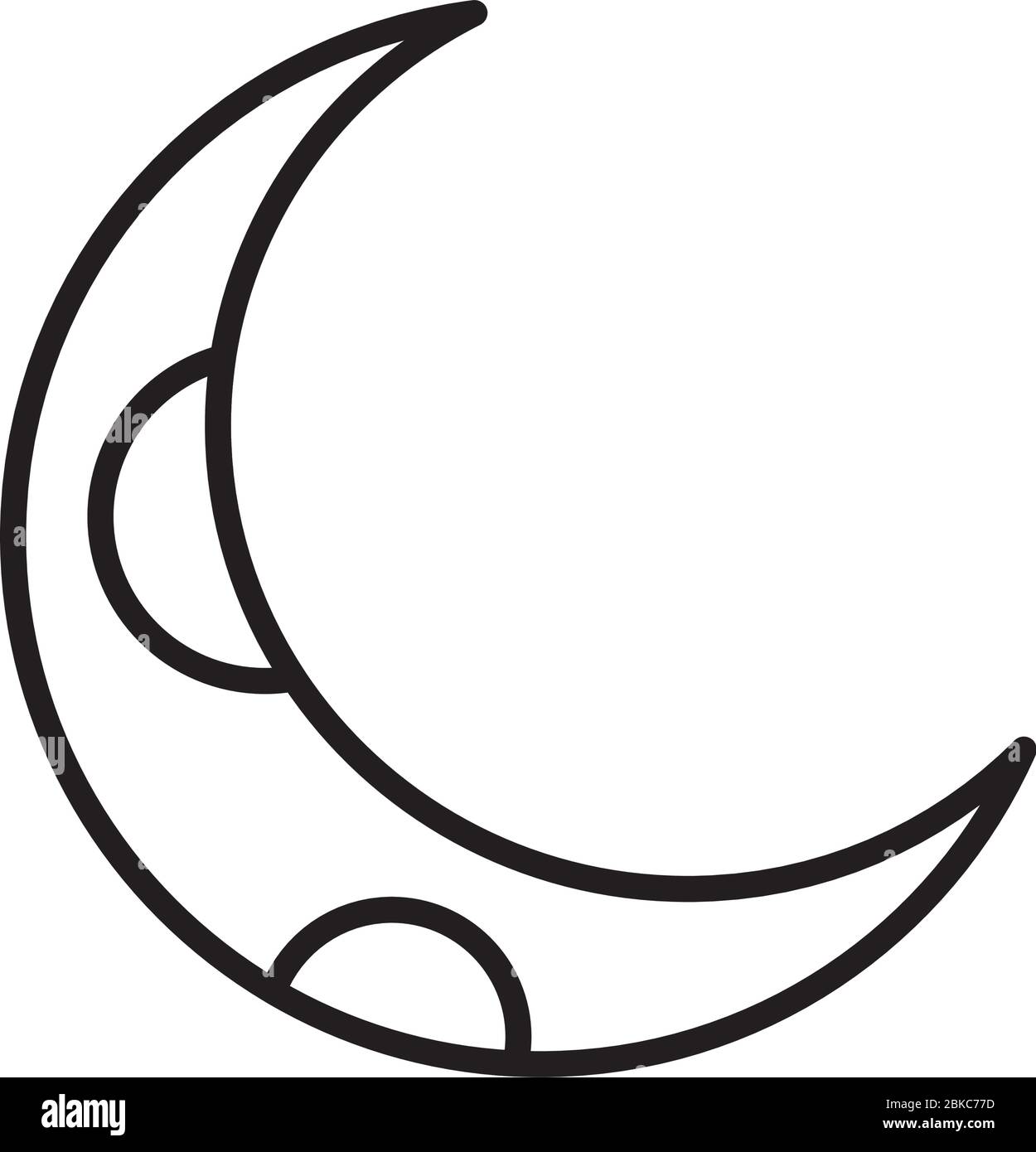 moon icon over white background, line style, vector illustration Stock ...