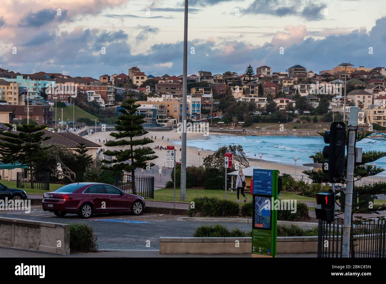 The Bondi Beach and the area in the winter evening, Sydney Stock Photo