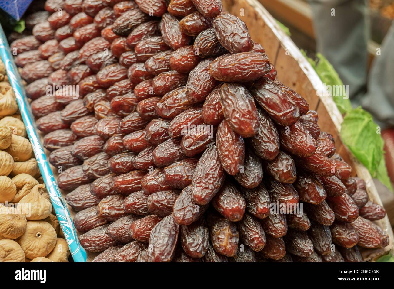 Date fruit ( hurma ). Delicious and sweet snack for sale in spice bazaar. Traditional and exotic food. Special food for ramadan. Stock Photo