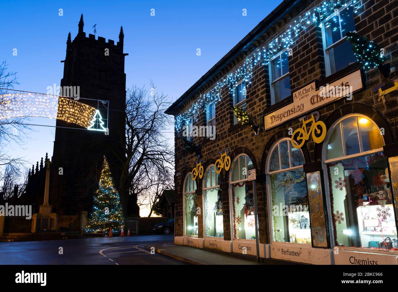 Market Town Christmas in Penistone, Yorkshire, UK Stock Photo