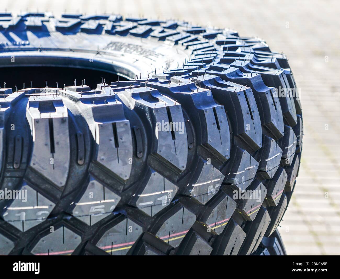 closeup view of new mud and terrain tire tread Stock Photo - Alamy