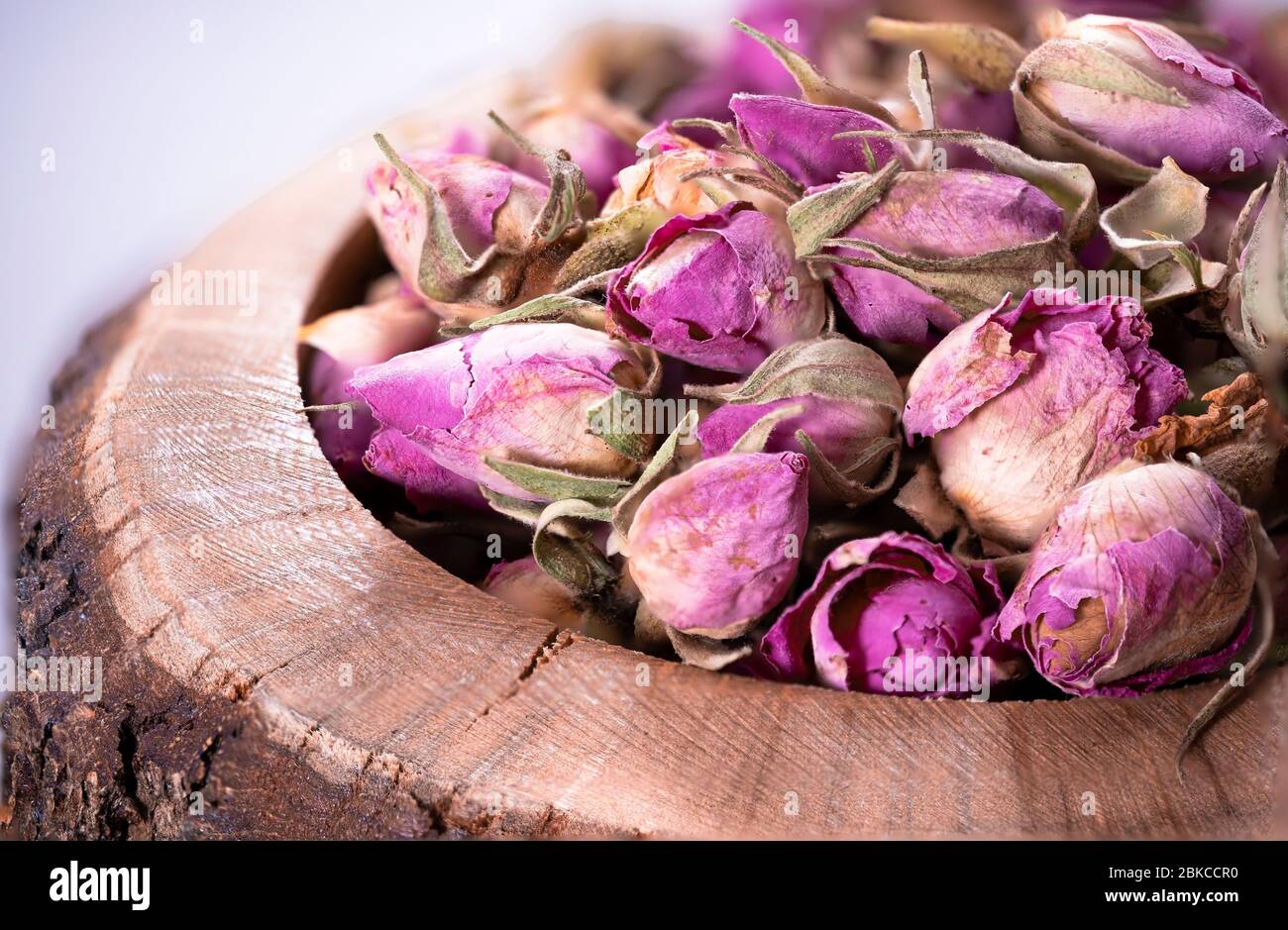 Rose buds for tea. Healthy and organic herbal tea ingredient. Aromatic