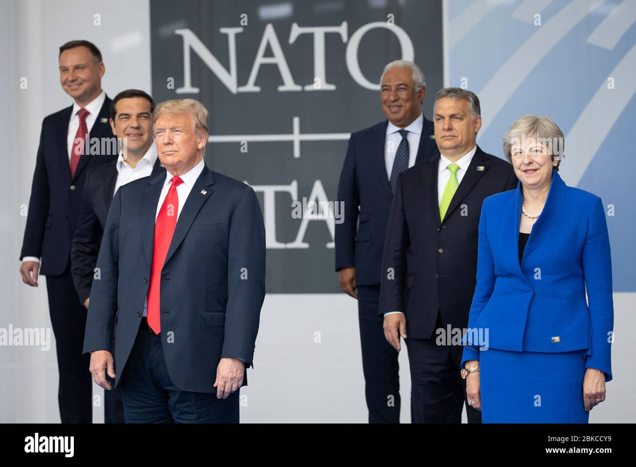 Leaders of NATO pose for a family photo on July 11, 2018, during the ...