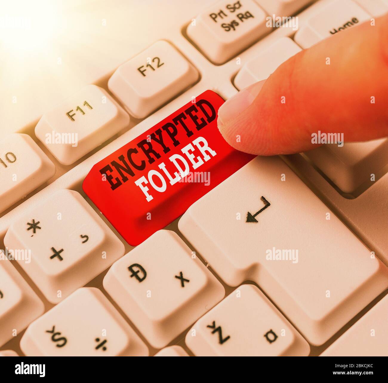 Handwriting text Encrypted Folder. Conceptual photo protect confidential data from attackers with access Stock Photo
