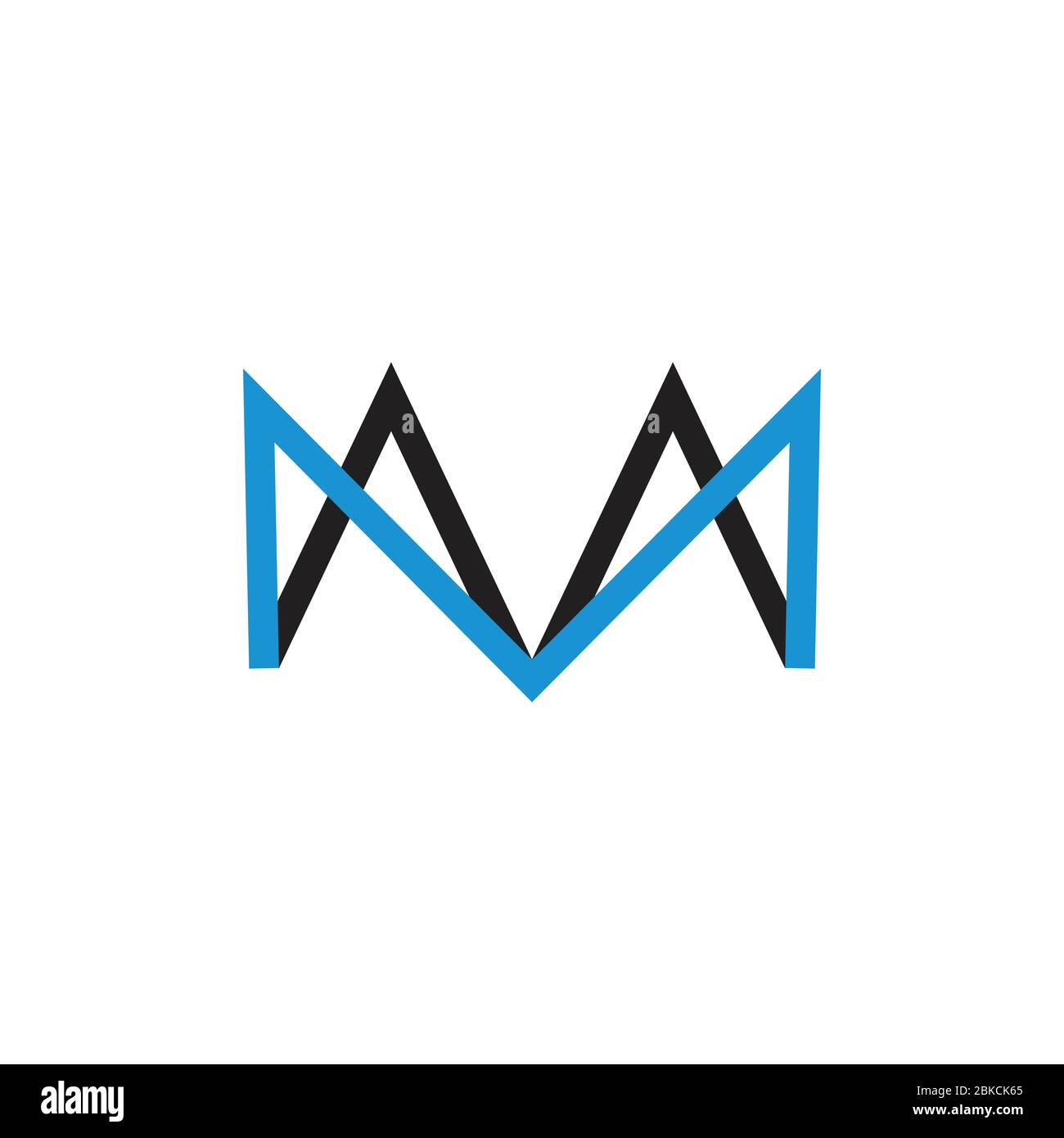 MM Logo monogram with vintage overlapping linked style on white