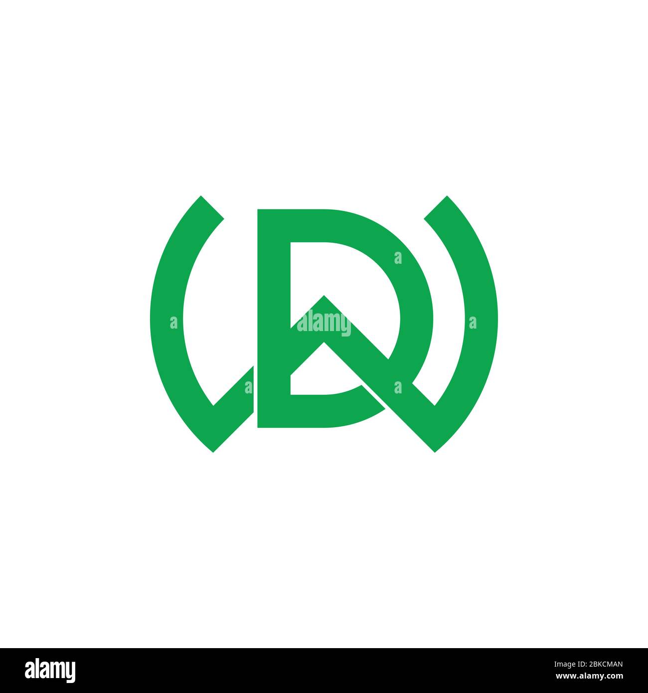 letter dw linked green mountain design logo vector Stock Vector