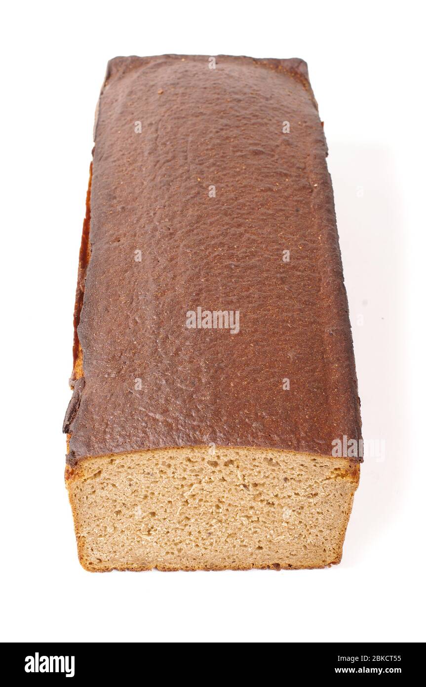 Traditional lithuanian rye bread (dark bread) loaf isolated on the