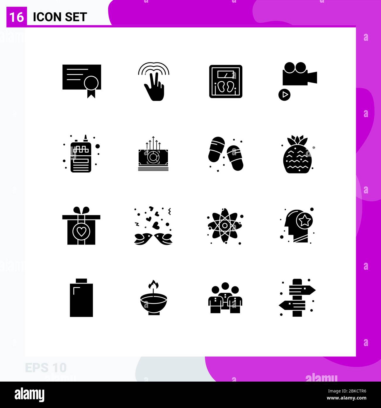 User Interface Pack of 16 Basic Solid Glyphs of wireless, radio, scale, phone, media Editable Vector Design Elements Stock Vector