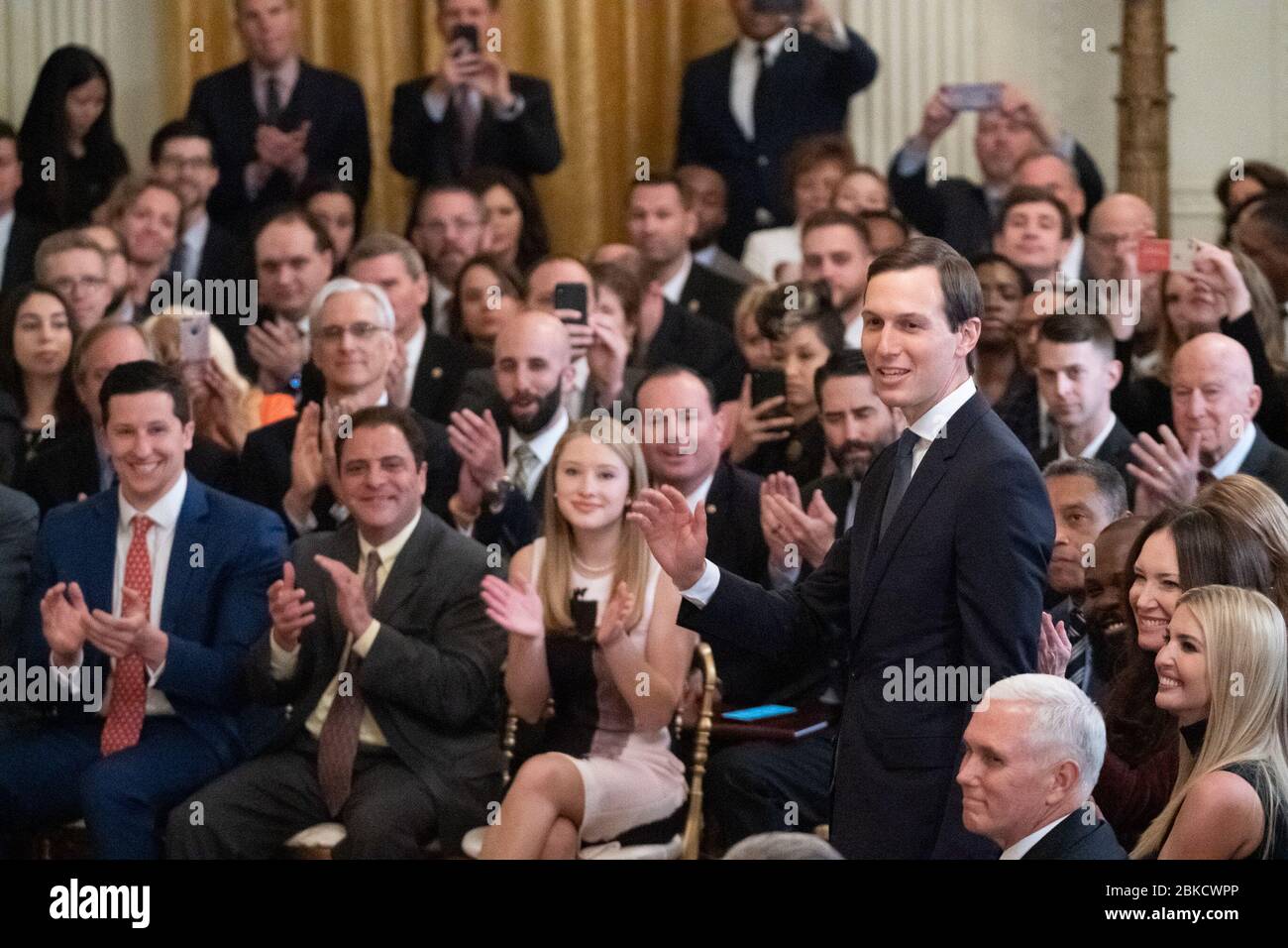 Senior White House Adviser Jared Kushner is recognized by President Donald J. Trump Monday, April 1, 2019, at the 2019 Prison Reform Summit and First Step Celebration in the East Room of the White House. The 2019 Prison Reform Summit and First Step Act Celebration Stock Photo