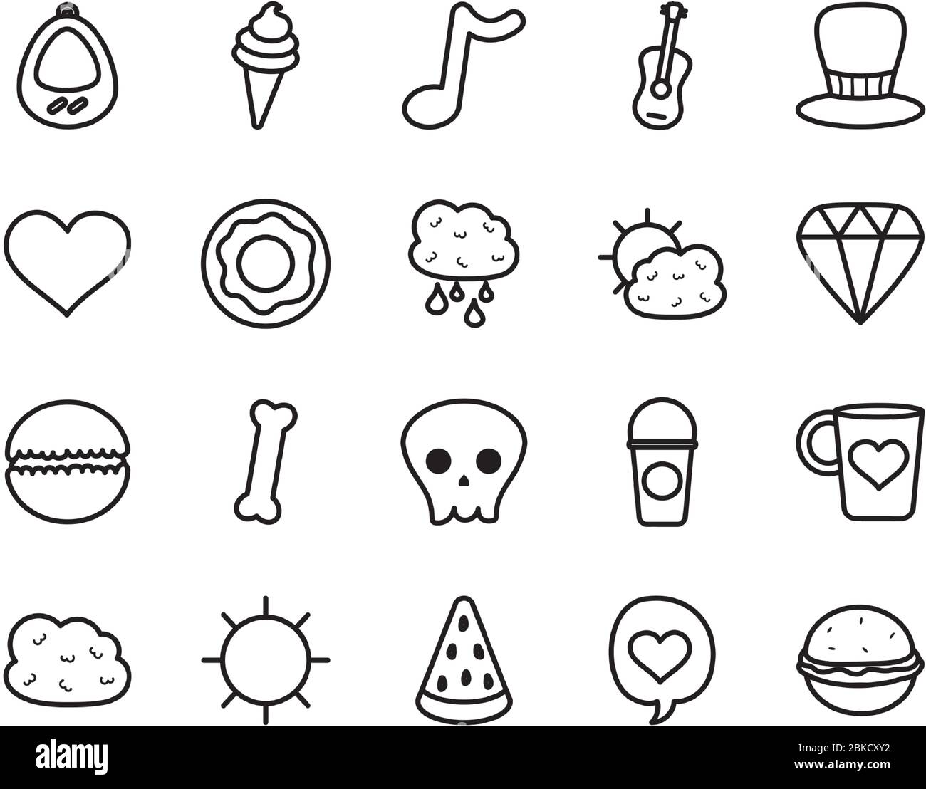 ice cream and stuffs icon set over white background, line style, vector illustration Stock Vector