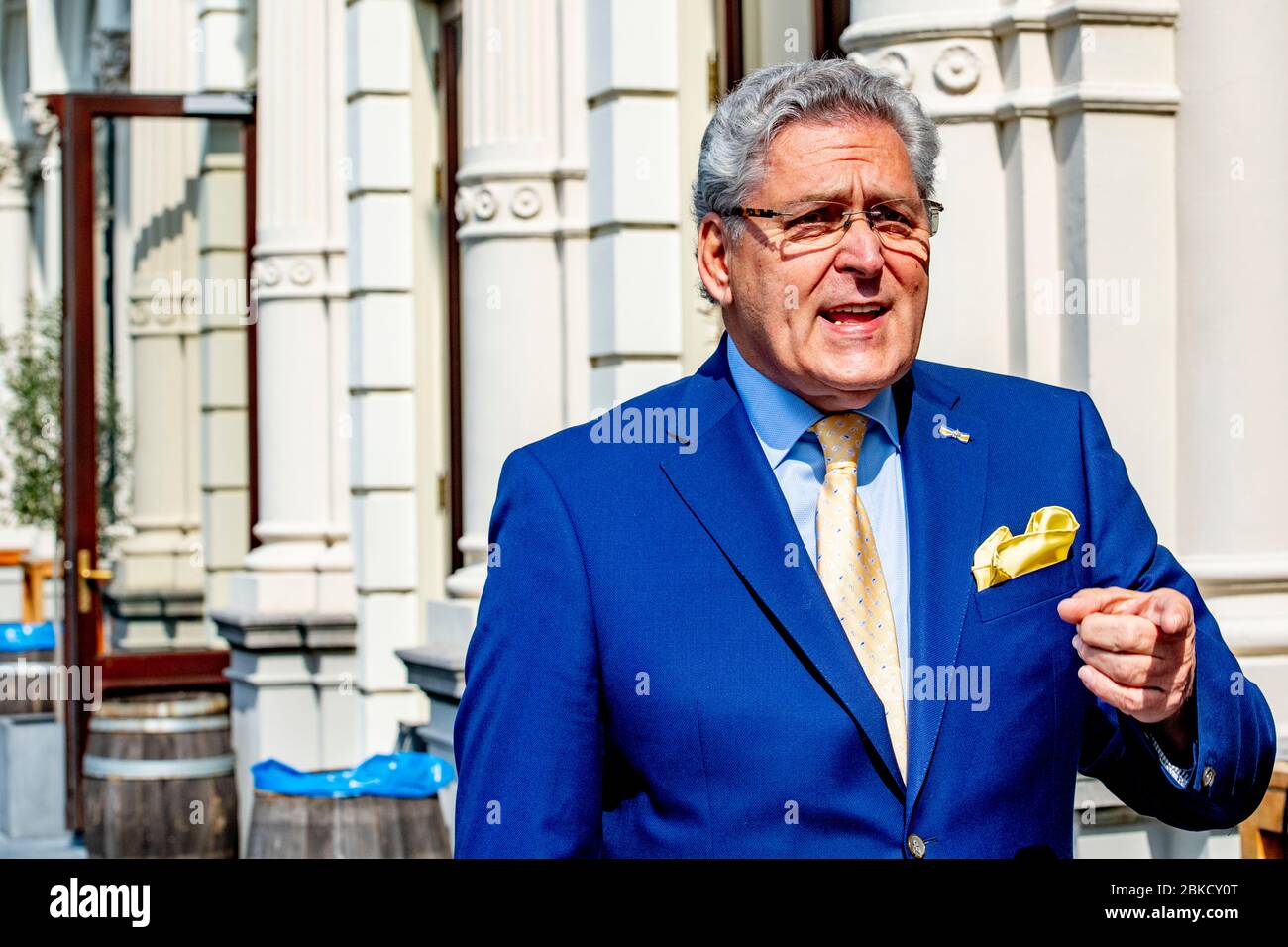 Politician Henk Krol leaves 50Plus and started a new movement; the party for the future. The Party leader departed from 50Plus and started a new movement with Femke Merel van Kooten the Party for the Future. Stock Photo